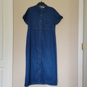 Bobbie Brooks | Dresses | Womens Xl Extra Large Bobbie Brooks Denim Dress Embroidered Peter Pan Collar